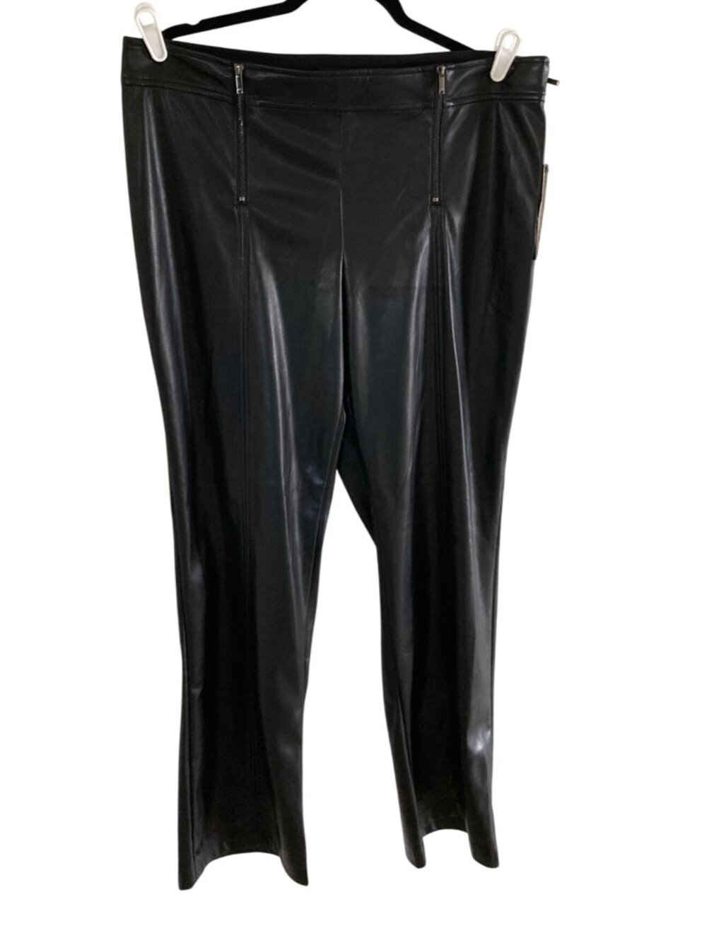 KARL LAGERFELD PARIS Faux Leather Black Pants  Zipper Accents 14 NWT